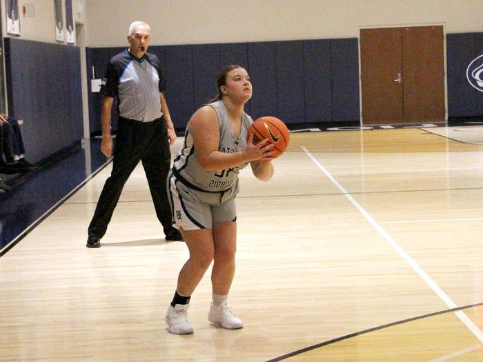 Penn State DuBois senior guard Kelsey Stuart prepares to shoot a three pointer during a recent home game at the PAW Center, on the campus of Penn State DuBois.